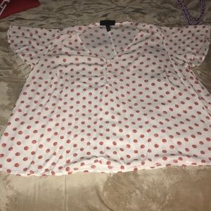 Women’s flutter sleeve polka dot blouse